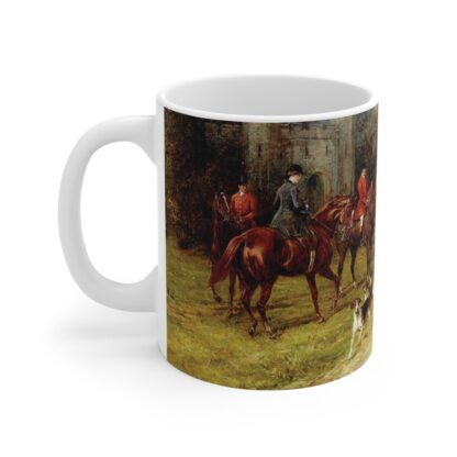 The Meet ceramic Cup.A mug with a pretty lady on a horse going out with a hunting party.