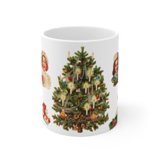 Vintage Christmas Mug — Retro Santa & Tree Ceramic Coffee Cup