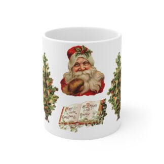 Vintage Santa Claus Mug — Retro Holiday Santa with Tree Design