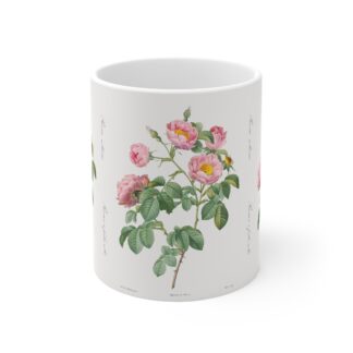 Elegant White Mug with Rosa Pimpinellifolia "Poppius" pattern